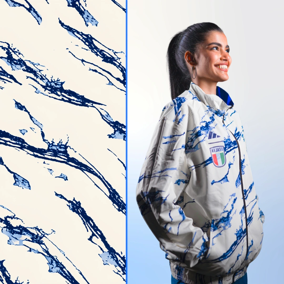 Vibrant bold illustrated and graphic art cartoon print extracted from jacket apparel using AI - before and after print digitization